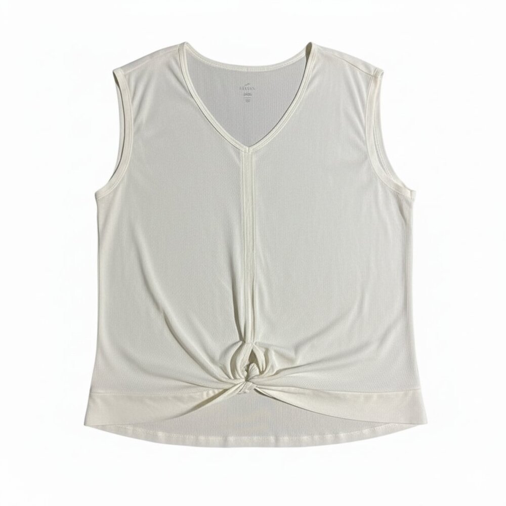 Freely Women's Twisted Hem Cream V Neck Lightweight Sleeveless Tank XL NEW